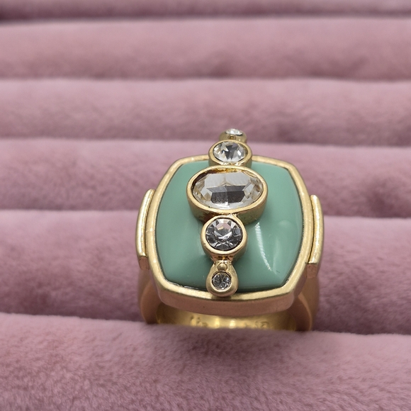 Lia Sophia Chunky Gold Ring Turquoise & Rhinestones - Picture 8 of 8